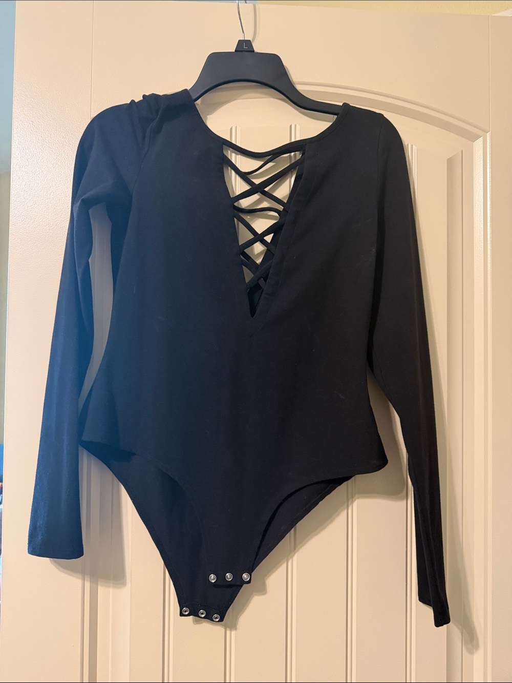 Chaser Black Long-Sleeve Lace-Up Kids One-Piece Bodysuit